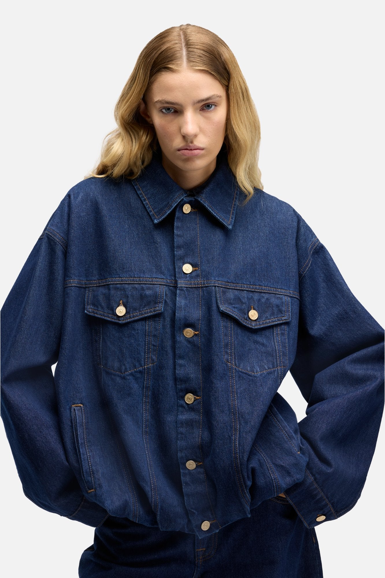 Gathered Denim Jacket in Indigo Soul | 7 For All Mankind