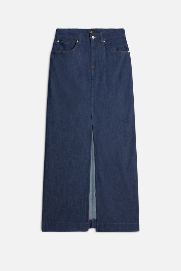 FRONT SLIT MAXI SKIRT in Weightless Denim