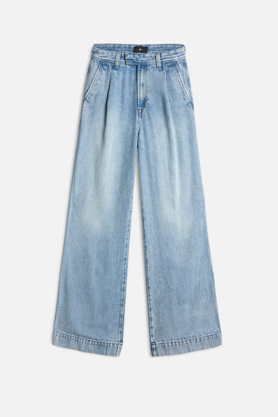 Denim Lustre Pleated Trouser in Abyss