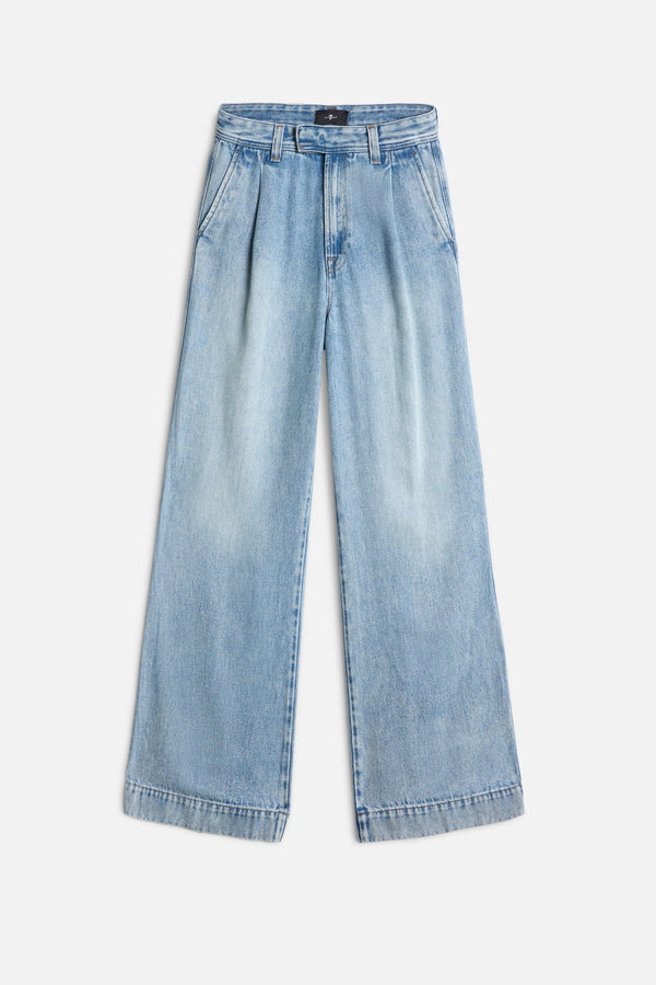 PLEATED TROUSER in Denim Lustre