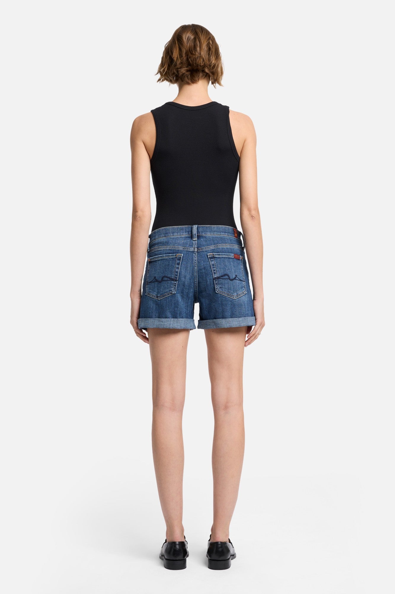 Broken Twill Mid Roll Short in Vanity | 7 For All Mankind