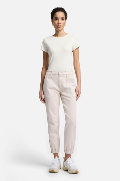 Darted Boyfriend Jogger in Coated Vintage White