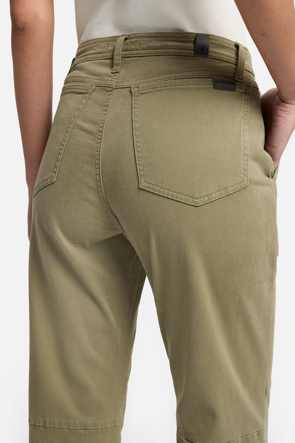 Darted Boyfriend Jogger in Sateen Army