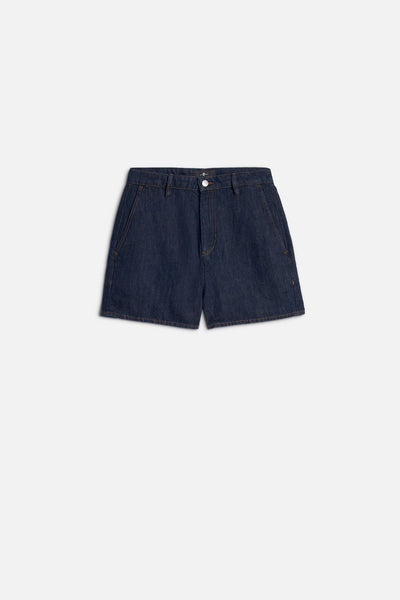 TROUSER SHORT in Indigo Linen Blossom