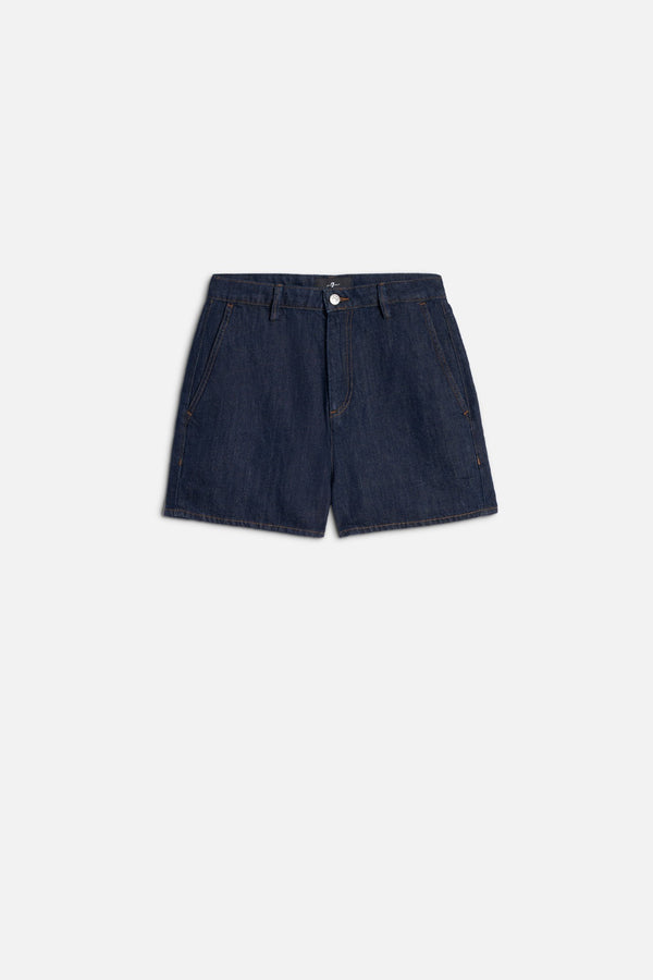 TROUSER SHORT in Indigo Linen