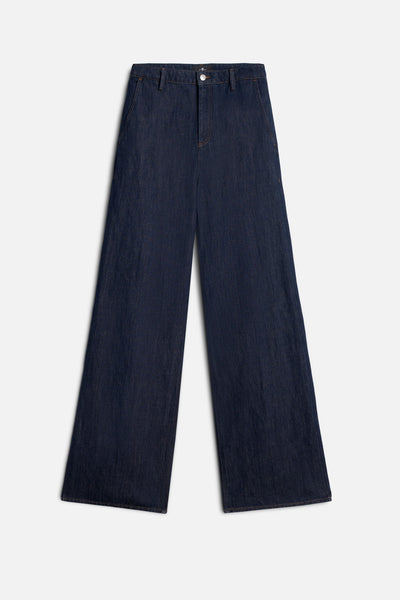 WIDE TROUSER in Indigo Linen Blossom