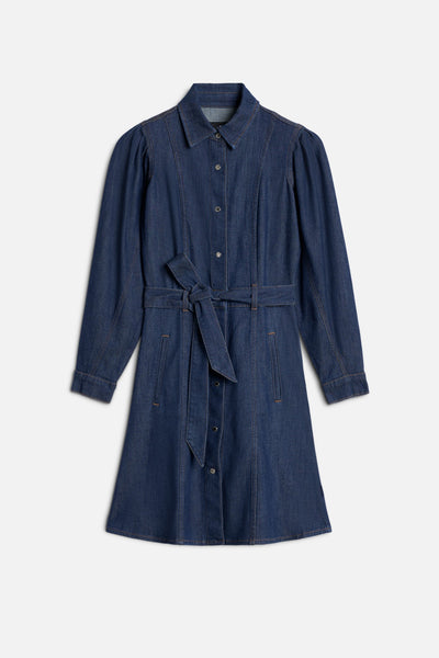 PUFF SLEEVE MINI DRESS in Weightless Denim Halona