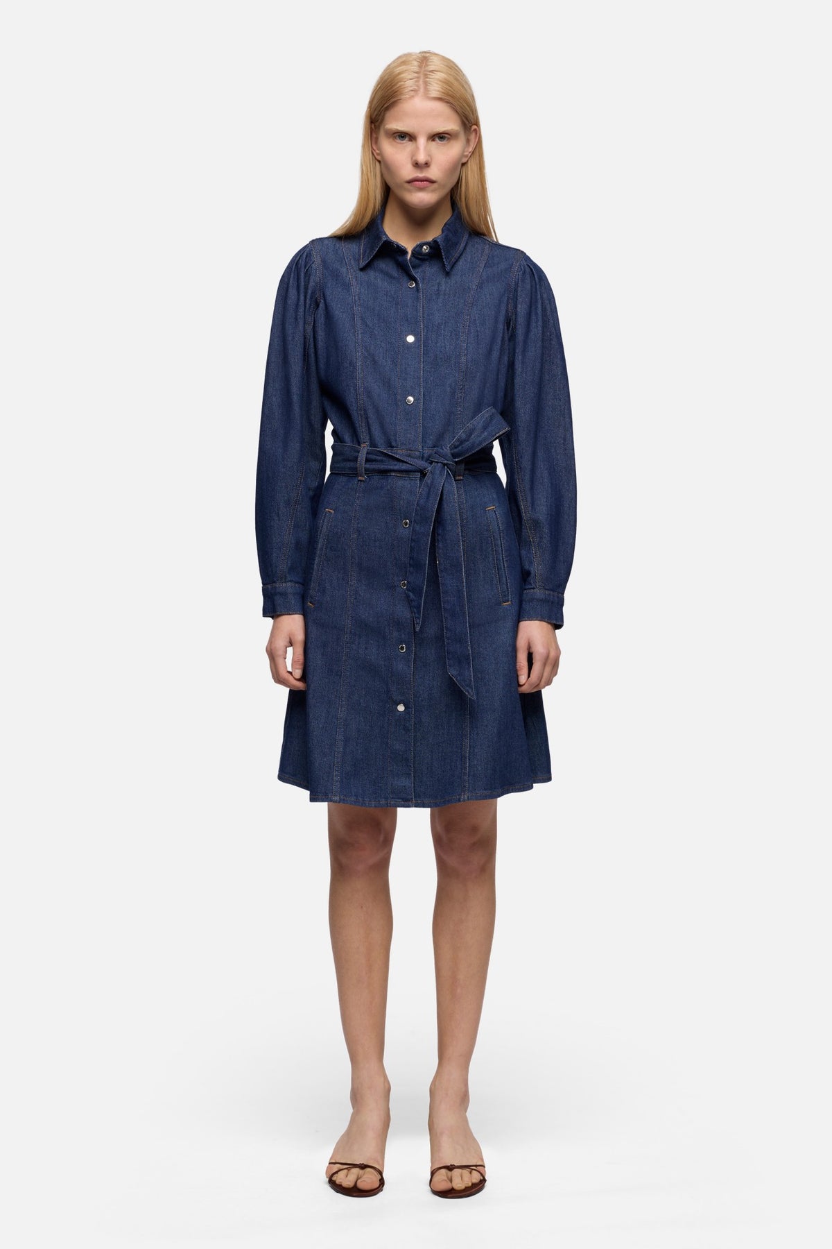 7 For All Mankind PUFF SLEEVE MINI DRESS in Weightless Denim Halona
