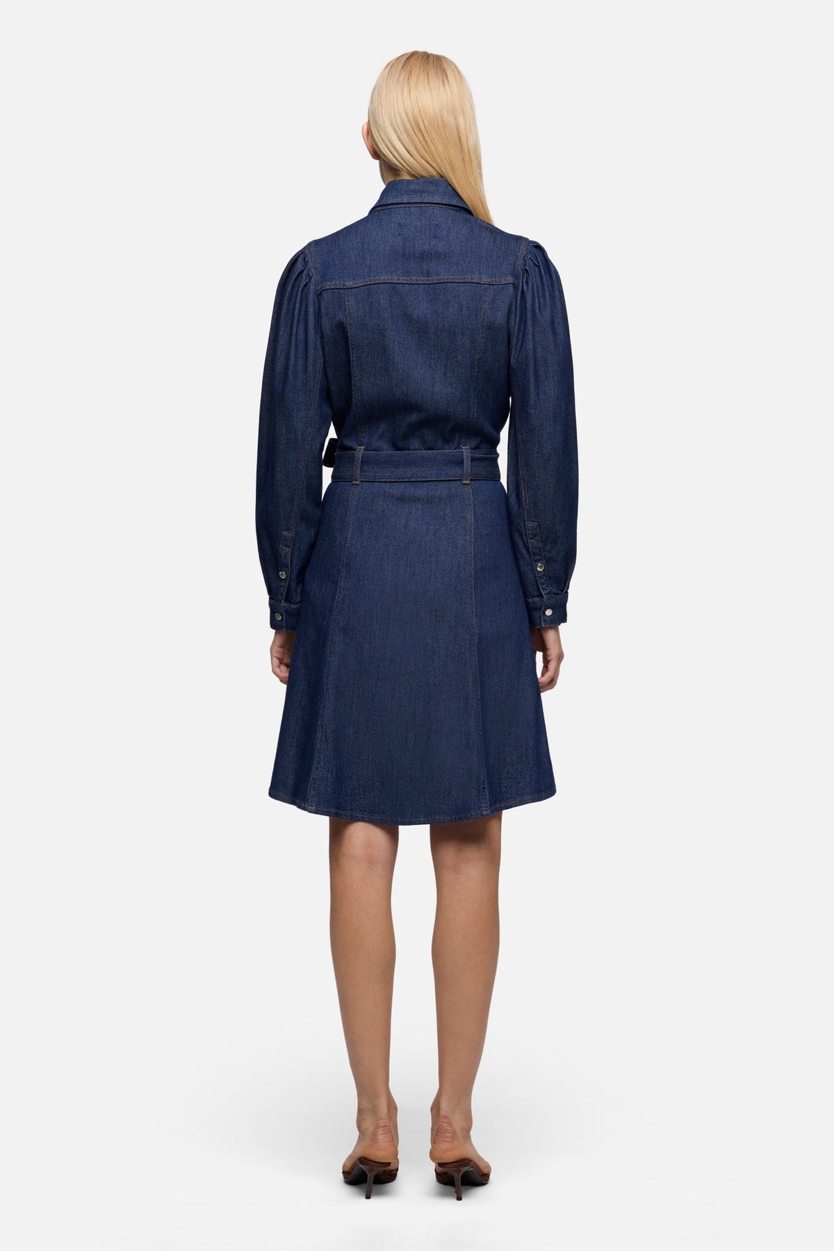 bell sleeve denim dress 7 For All Mankind PUFF MINI in Weightless Halona Black Vyshyvanka Dress Midi Wedding Dresses With Slit Premium soft Tencel denim Size:46 EU (12 - 12.5 US)