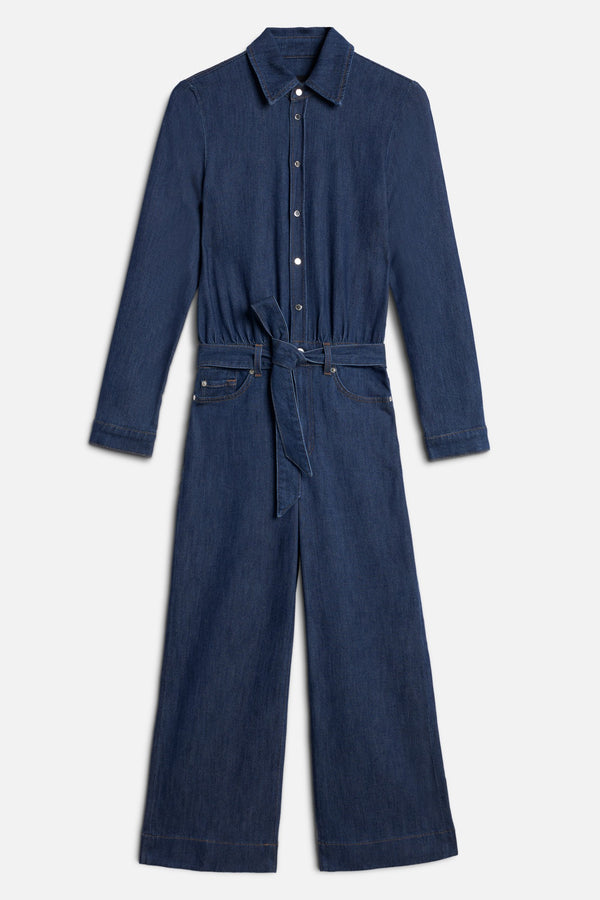 TAILORED JUMPSUIT ANKLE in Weightless Denim