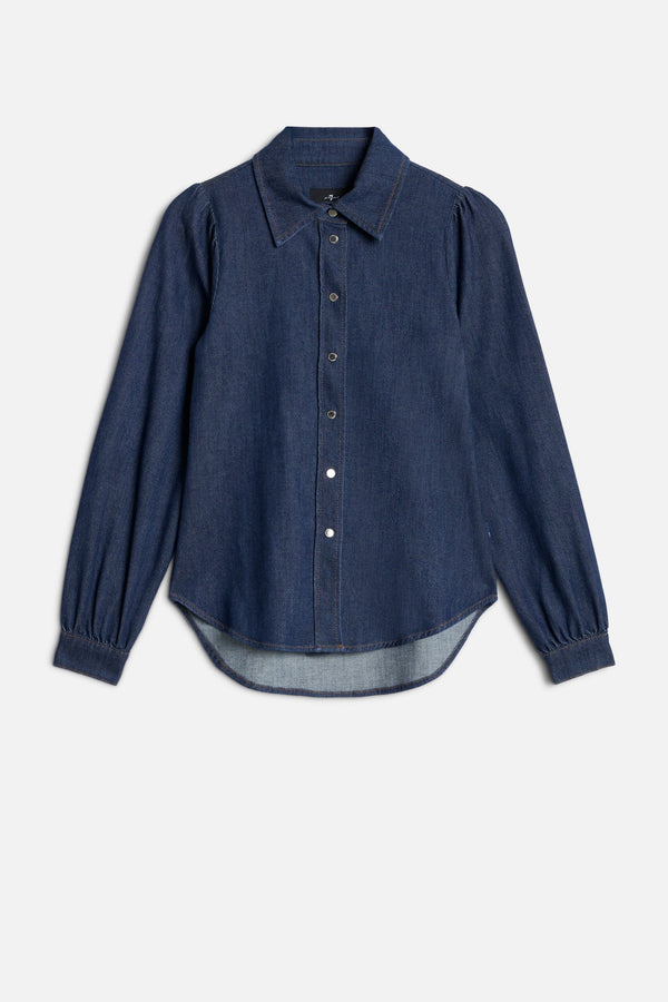 PUFF SLEEVE SHIRT in Weightless Denim