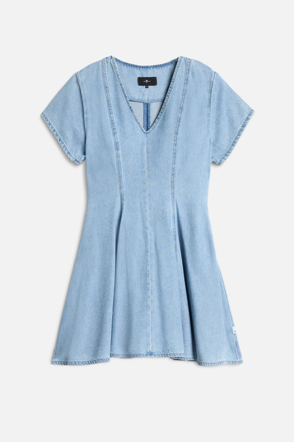 FLARED DRESS in Weightless Denim