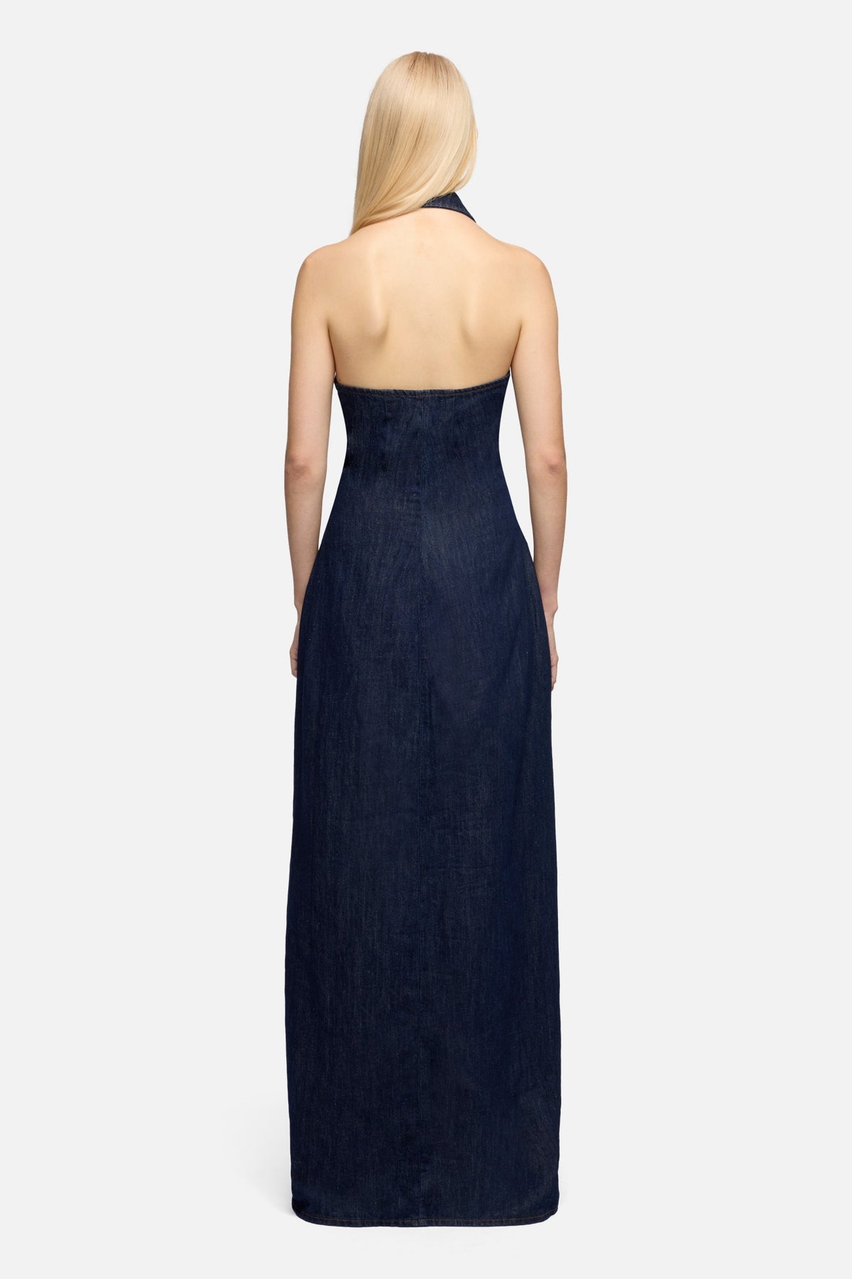 HALTER MAXI DRESS in Indigo Linen Blossom | 7 For All Mankind HALTER MAXI DRESS in Indigo Linen Blossom | 7 For All Mankind