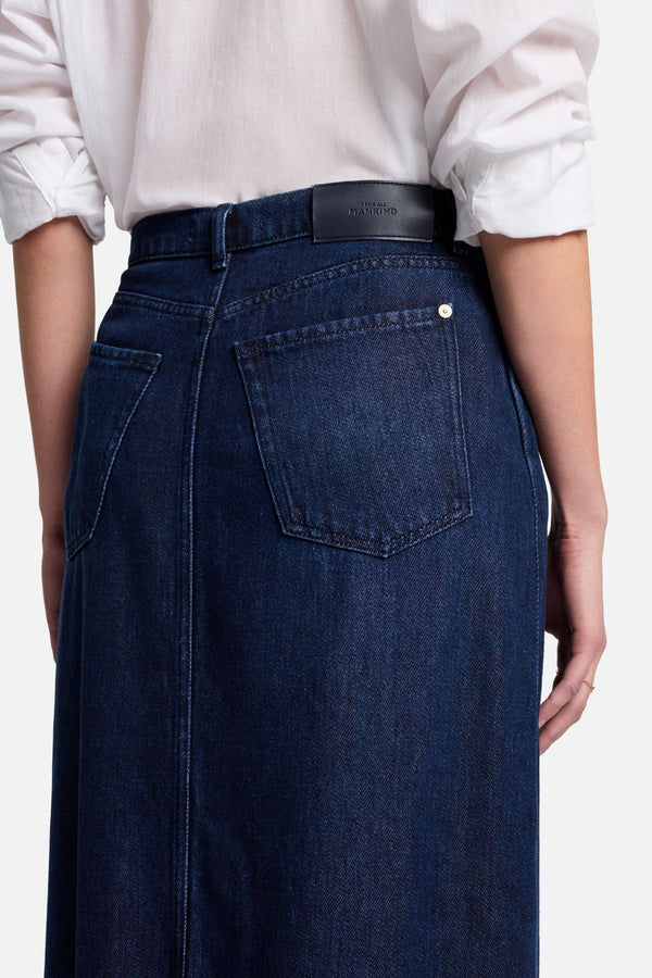 Denim Lustre Midi Skirt in Stormy