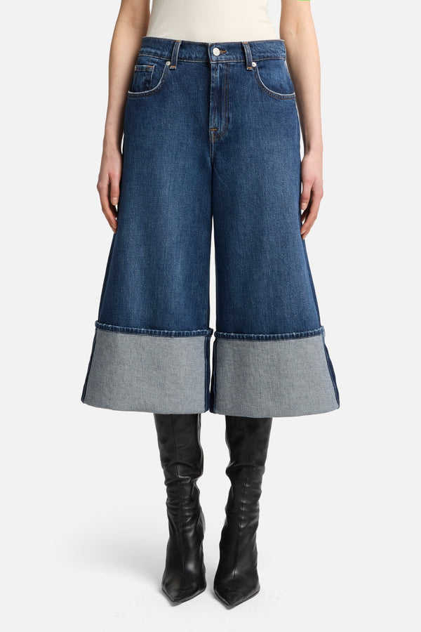 MANKIND Cuffed Denim Culotte in Radar