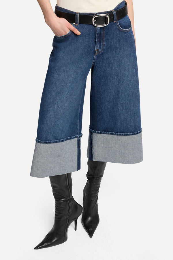 MANKIND Cuffed Denim Culotte in Radar