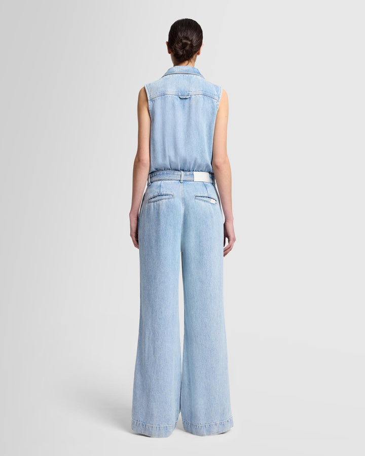 Eleanor plunging fashion denim jumpsuit