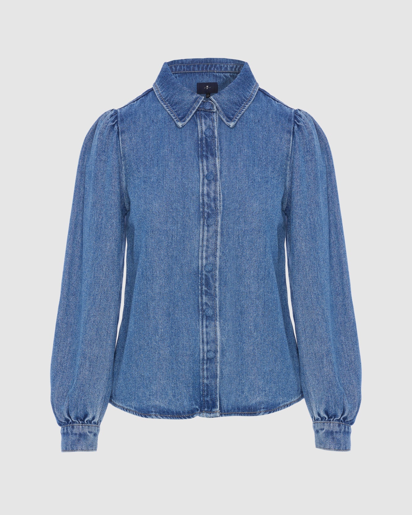 for all mankind Denim Lustre Puff Sleeve Shirt Tops New Arrivals