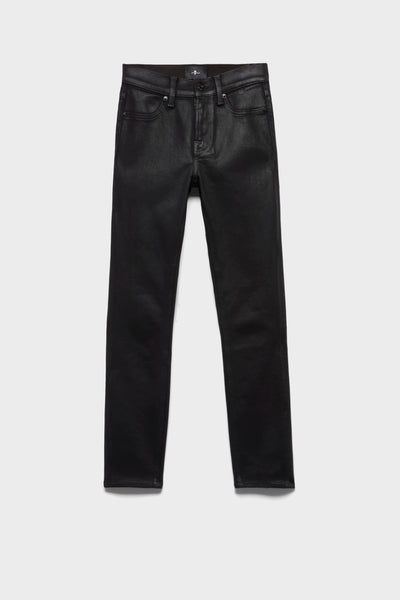 HIGH WAIST ANKLE SKINNY in Coated Denim Black