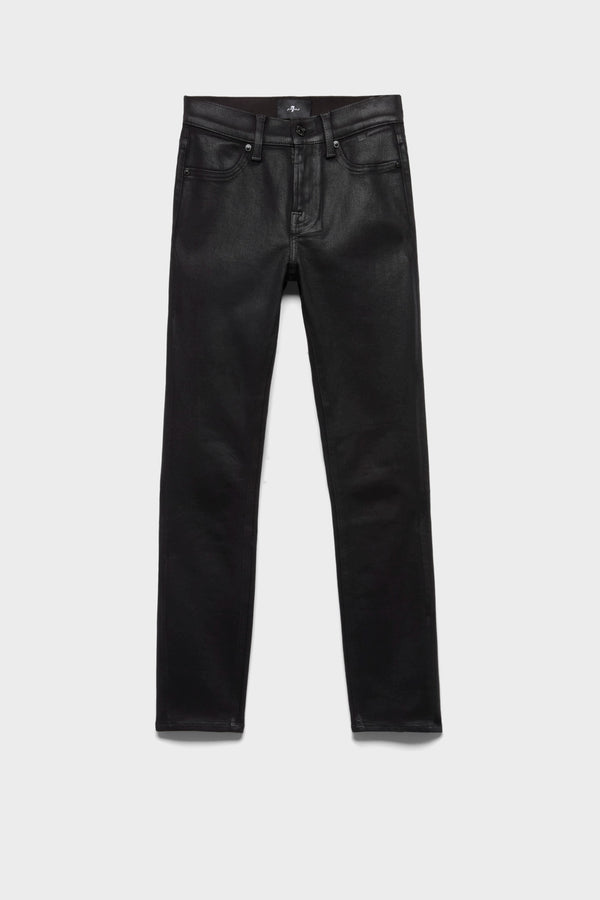 HIGH WAIST ANKLE SKINNY in Coated Denim