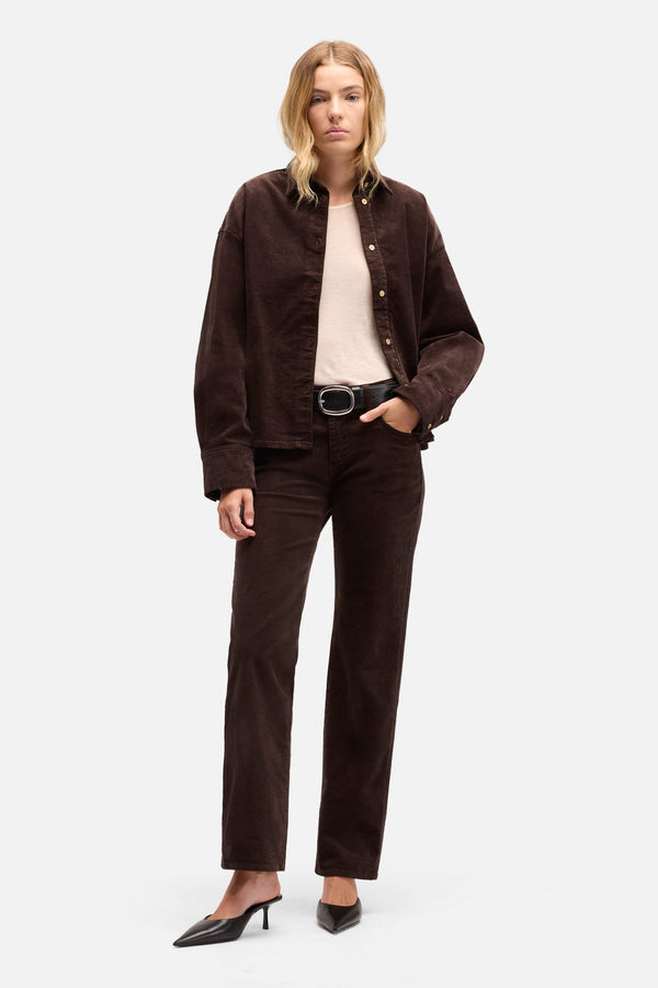 Corduroy Calie Straight in Coffee Bean