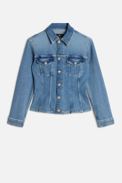 SLIM TRUCKER JACKET in Luxe Vintage Aquashade