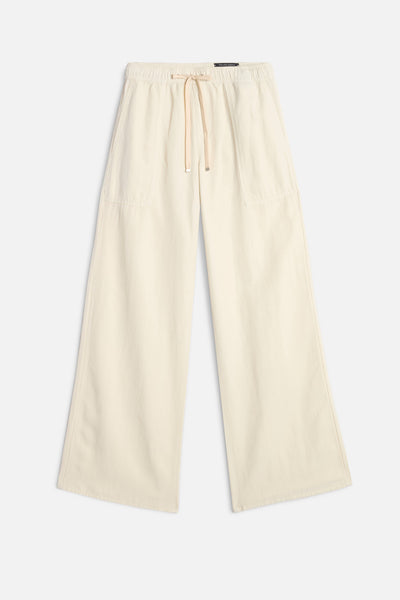 UTILITY PULL ON WIDE LEG in Lyocell Linen Ecru