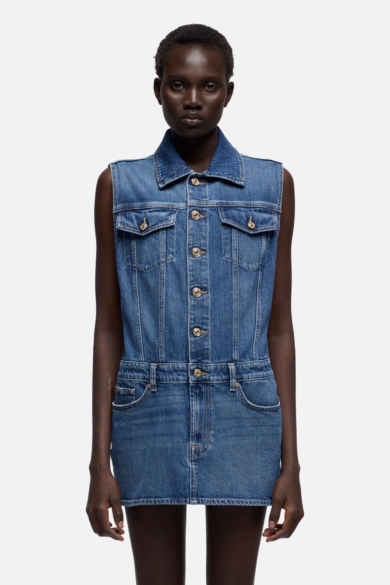 DARTED MINI DRESS in Comfort Seaside | 7 For All Mankind