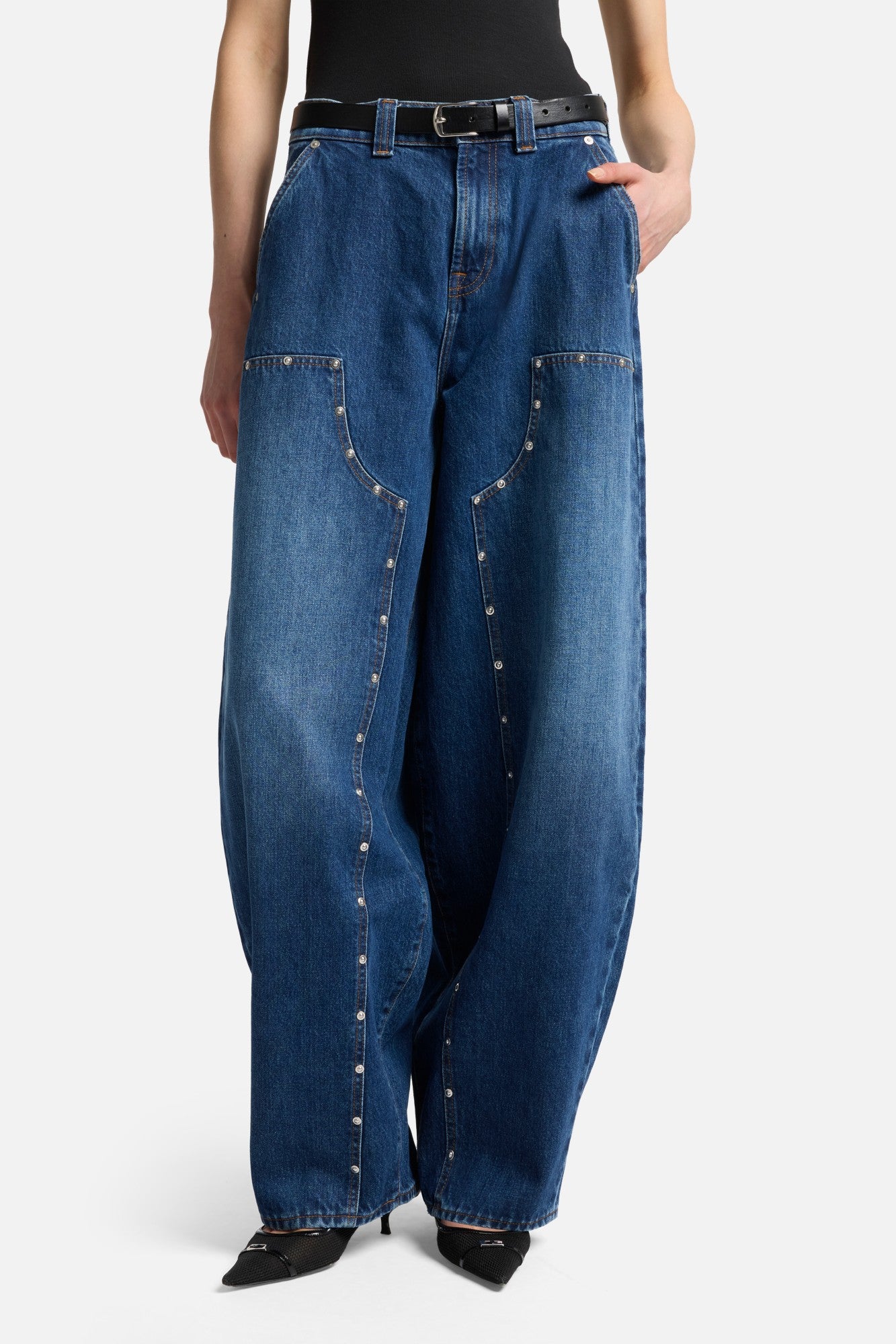 MANKIND Studded Balloon Jeans in Le Blue | 7 For All Mankind