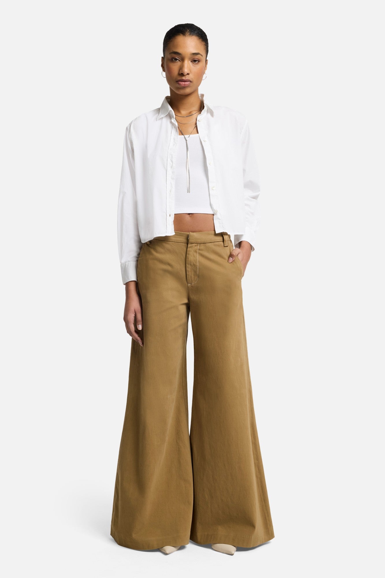 Comfort Twill Willow Palazzo Wide Leg in Sand Storm | 7 For All
