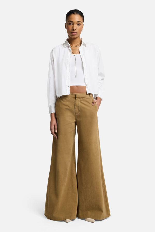 Comfort Twill Willow Palazzo Wide Leg in Sand Storm