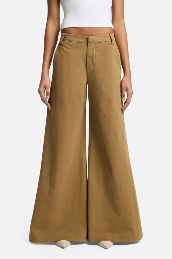 Comfort Twill Willow Palazzo Wide Leg in Sand Storm