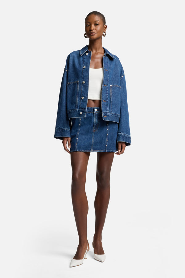 MANKIND Milly Studded Mini Skirt in Le Blue