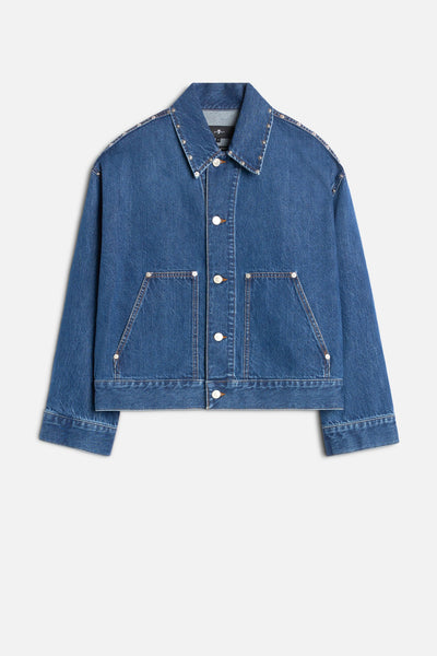 MANKIND Cropped Carpenter Jacket in Le Blue