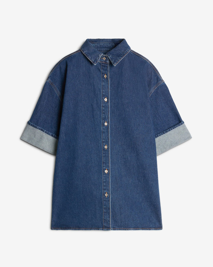売れ筋商品|||7フォーオールマンカインド シャツ レディース トップス NINA OVERSHIRT FASHION - Button-down blouse - light-blue denim Nina oversized denim shirt in blue - 7 For All Mankind