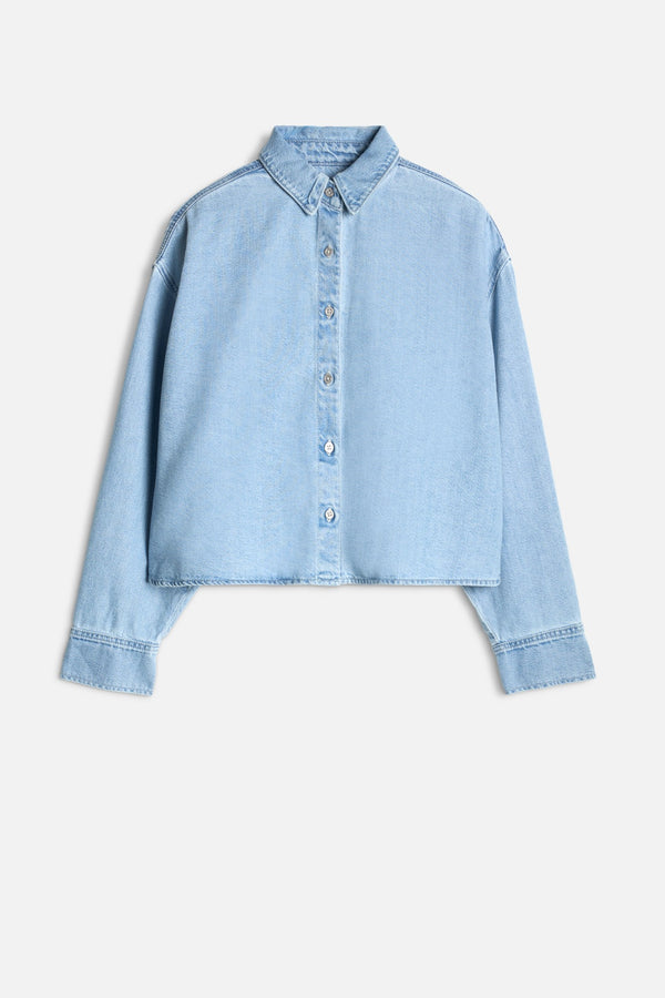 NINA CROPPED SHIRT in Weightless Denim