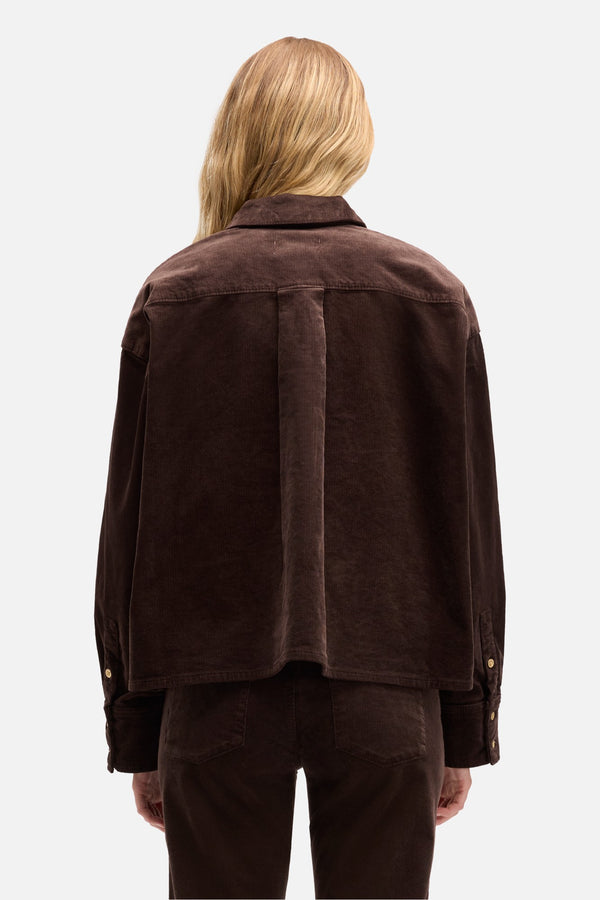 Corduroy Nina Cropped Shirt in Coffee Bean