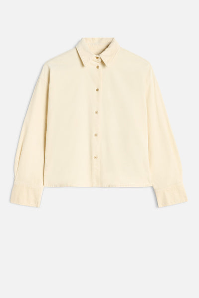 Corduroy Nina Cropped Shirt in Eggshell