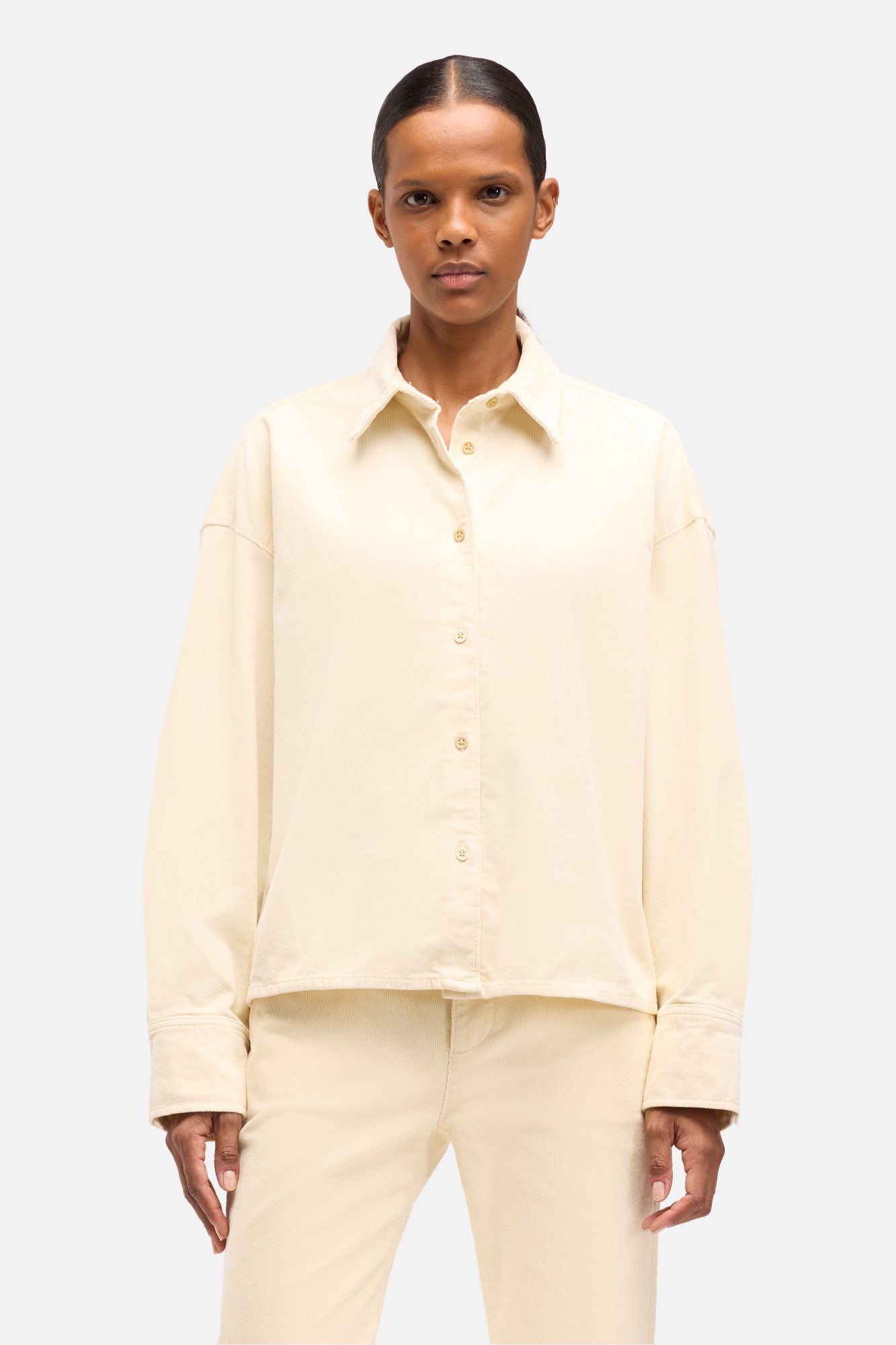 Corduroy Nina Cropped Shirt in Eggshell | 7 For All Mankind