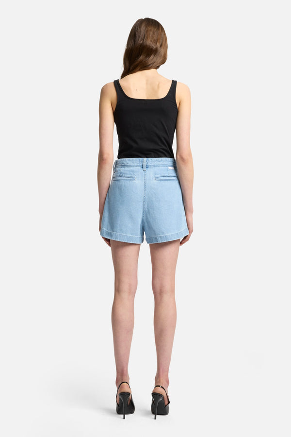 Weightless Pleated Denim Short in Hana
