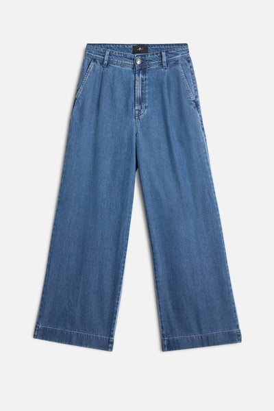 Weightless Pleated Denim Trouser in Hilo