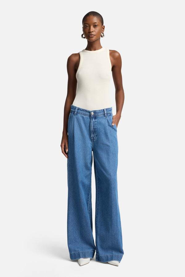 Weightless Pleated Denim Trouser in Hilo