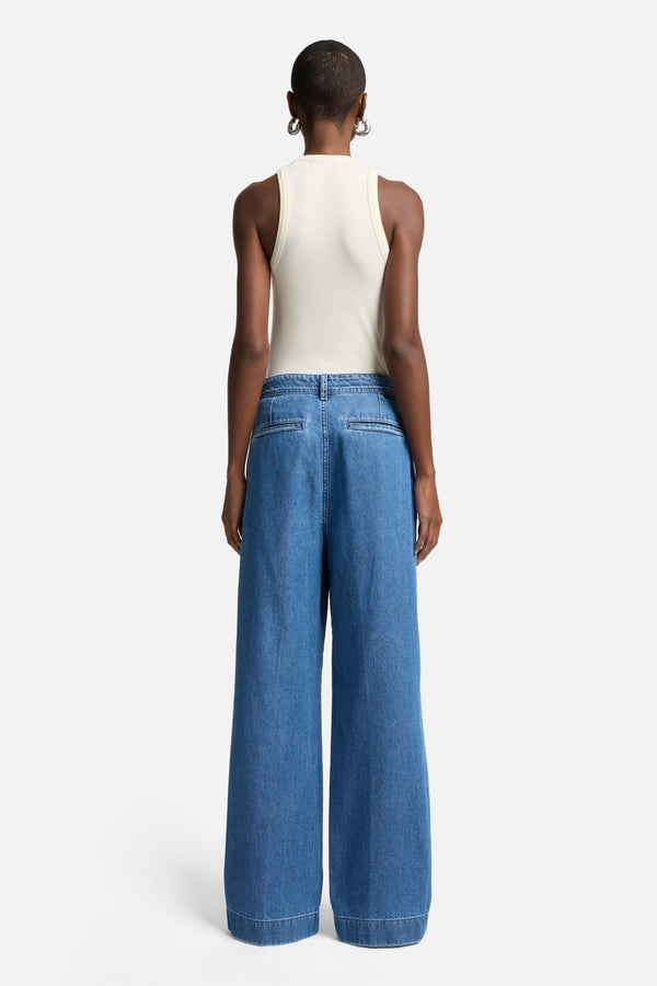 Weightless Pleated Denim Trouser in Hilo