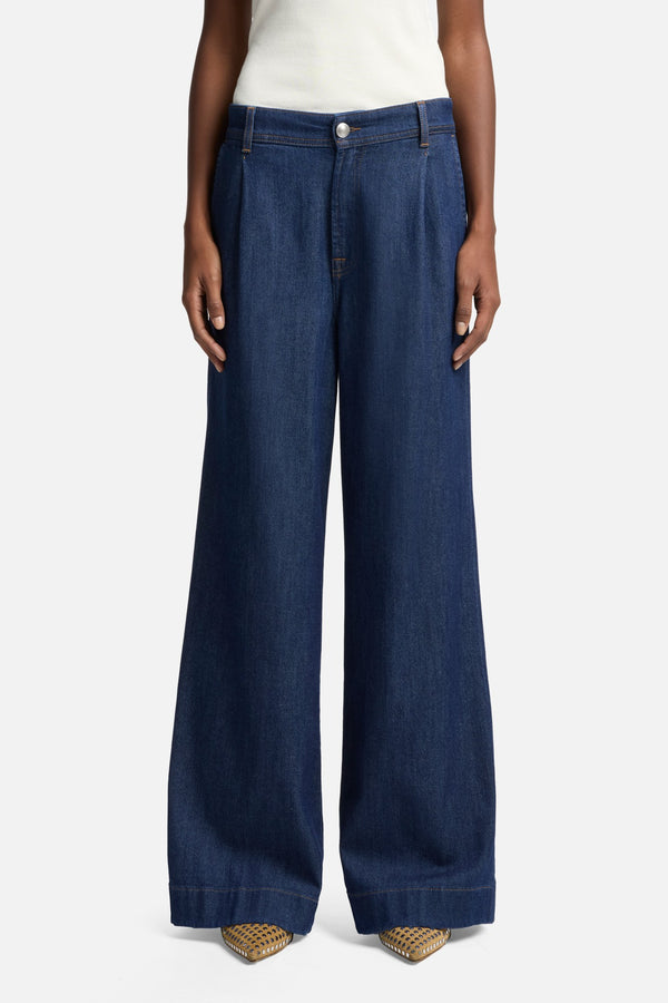Weightless Pleated Denim Trouser in Halona