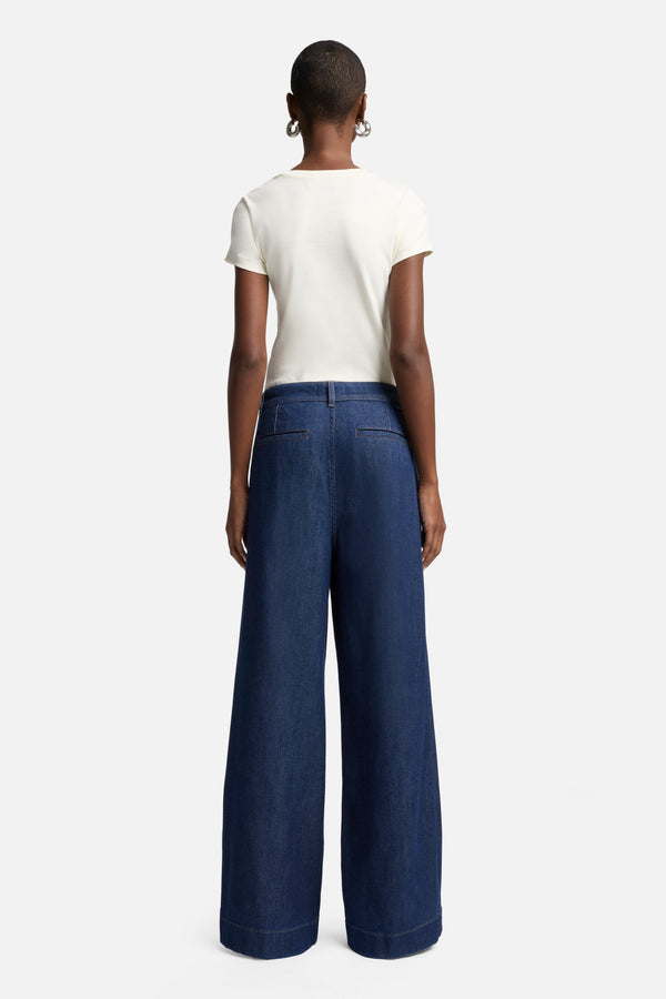 Weightless Pleated Denim Trouser in Halona
