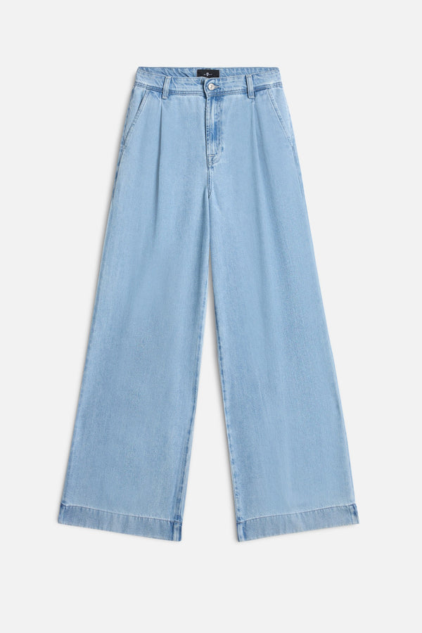 PLEATED TROUSER in Weightless Denim