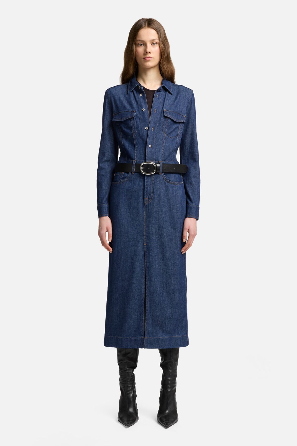 7 For All Mankind Weightless Denim Maxi Dress in Halona