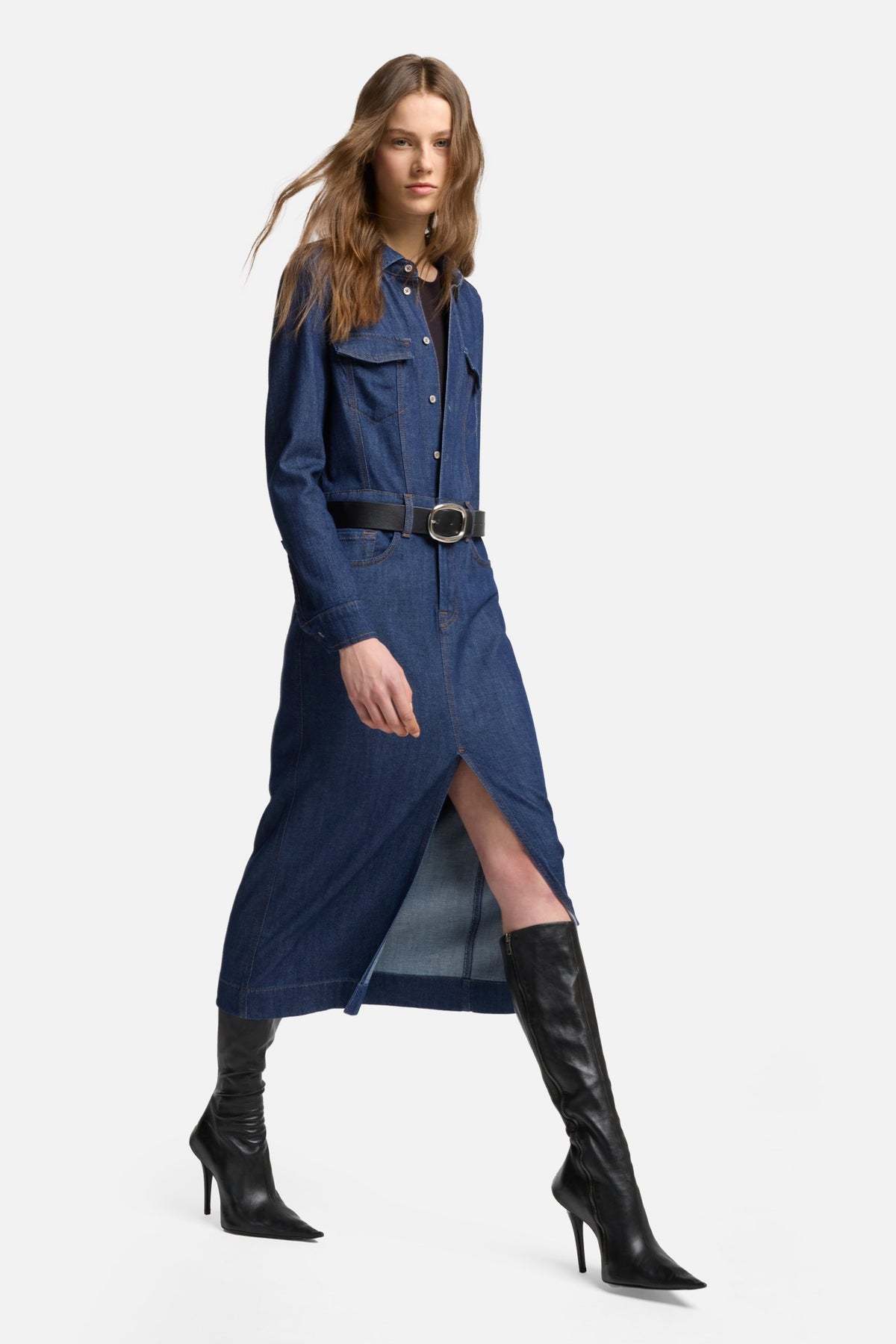 7 For All Mankind Weightless Denim Maxi Dress in Halona