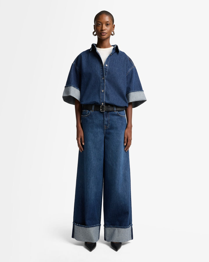 MANKIND Marie Cuffed Wide Leg in Radar | 7 For All Mankind MANKIND Marie Cuffed Wide Leg in Radar | 7 For All Mankind