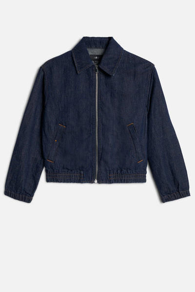 BOMBER JACKET in Indigo Linen Blossom